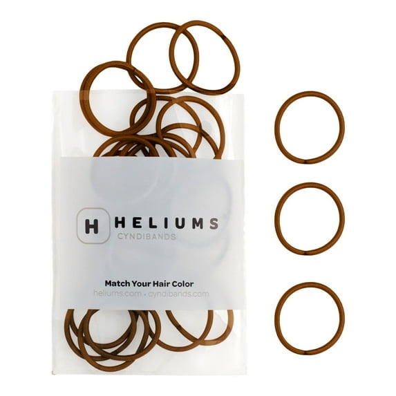 Heliums Small Hair Ties - Brown - No Damage Mini 1 Inch Reusable 2mm Elastics for Thin Hair and Kids - 48 Count