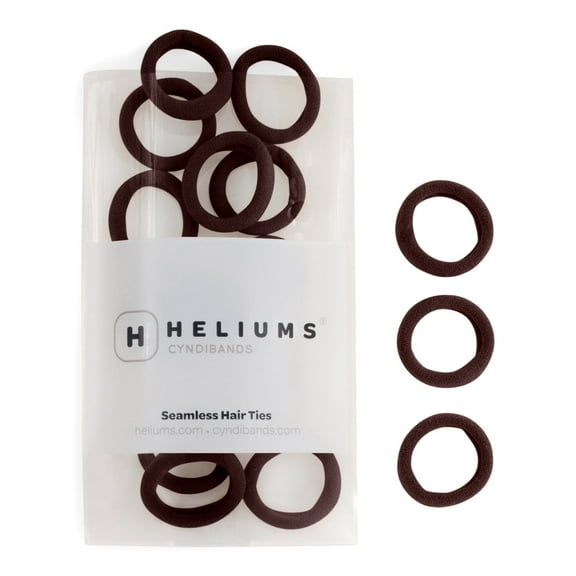 Heliums Small Hair Ties - Dark Brown - 1 Inch Seamless No-Damage Ponytail Holders for Kids, Braids and Thin Hair - 20 Count