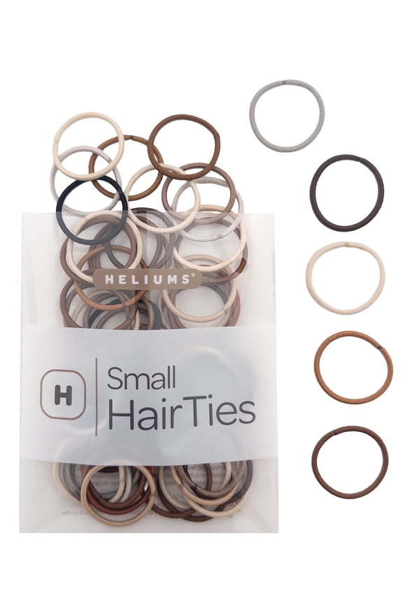 Small Hair Ties - Neutrals Mix - No Damage Mini 1 Inch Reusable 2mm Elastics - 50 Count