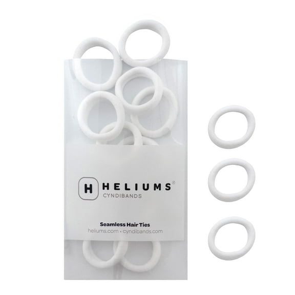 Heliums Small Seamless Hair Ties - White - 1 Inch Mini Nylon Fabric Ponytail Holders for Kids, Braids and Fine Hair - 20 Count