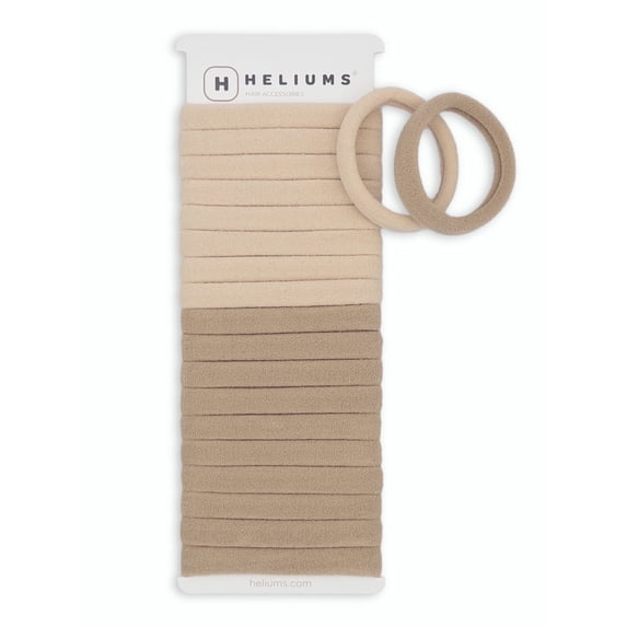 Heliums Soft Hair Ties - No Damage Seamless Nylon Fabric Bands, Stretchy Ponytail Holders for Thin & Thick Hair - Standard 1.5 Inch, Blonde Mix, 20 Pack
