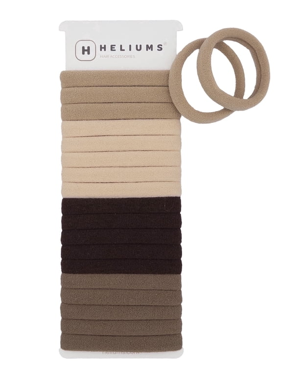 Soft Hair Ties - No Damage Seamless Nylon Fabric Bands, Stretchy Ponytail Holders for Thin & Thick Hair - Standard 1.5 Inch, Neutrals, 20 Pack