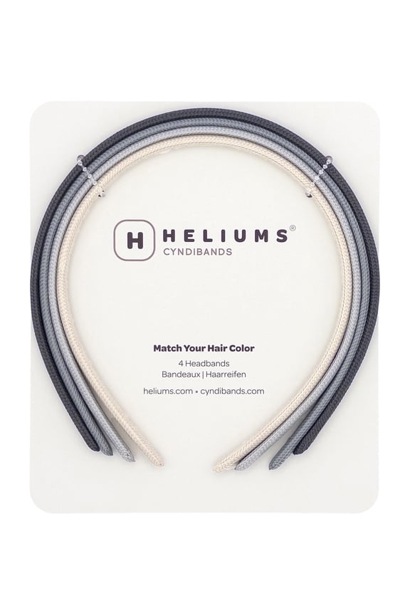 Thin Headbands - 8mm Skinny Headband for Women, 4 Count, Comfortable Narrow Hair Bands Blend with Hair Color (Dark Grey, Light Gray, Off White)