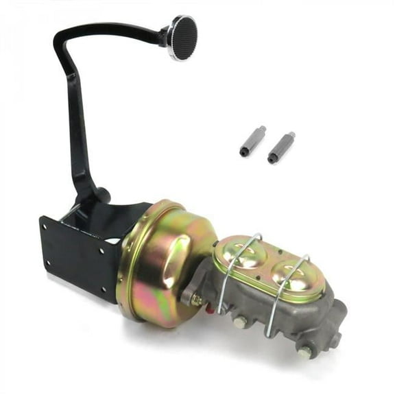 Helix 7 in. 3 in. Pad Disk & Disk Round Single Brake Pedal Kit for 1940-1948 Chevy Tri-5, Chrome