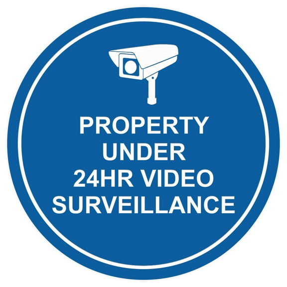 Helix Circle Property Under 24hr Video Surveillance Wall / Door Sign - Blue (Medium)