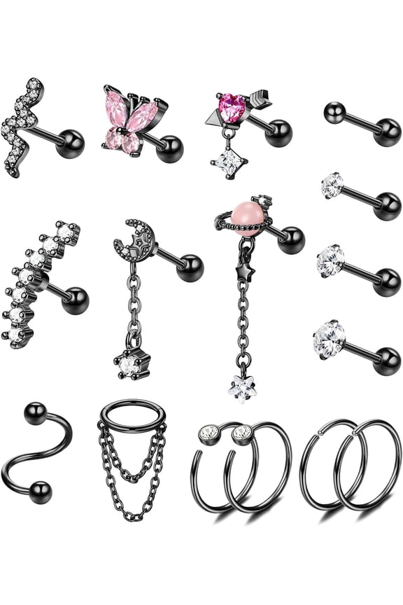 Helix Earrings 16G Cartilage Earring Surgical Steel Helix Piercing Jewelry Conch Earrings Cartilage Piercing Jewelry[w212]