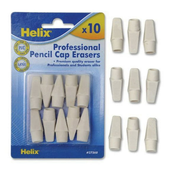 Helix Professional Cap Erasers White (Pack of 8)