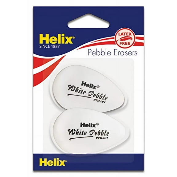 Helix Latex Free White Pebble Erasers (Pack of 3)