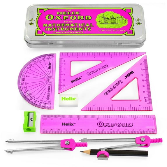 Helix Oxford Clash Complete and Accurate Math Set - 9 Piece Set - Pink Edition