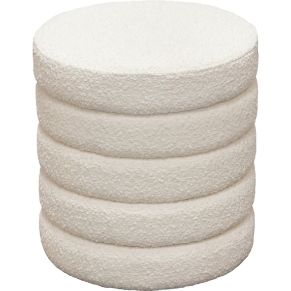 Helix Round Accent Ottoman in Ivory Boucle fabric by Diamond Sofa