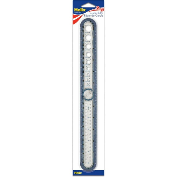 Helix Ruler - 30cm / 12" Graduations - Imperial, Metric Measuring System - Plastic - 10 / Box - Assorted