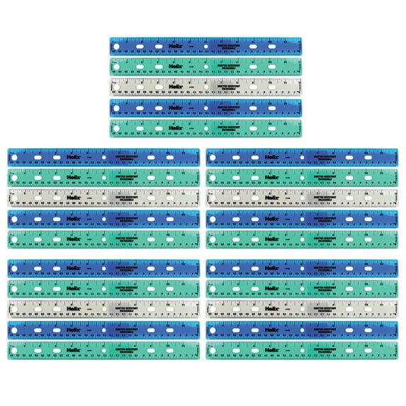 Helix Shatter Resistant Ringbinder Ruler 12" / 30cm, Pack of 25