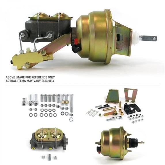 Helix Suspension Brakes & Steering 1955-1964 Chevy Offset Firewall Mount Power 7 in. Dual Brake Booster Kit Disc & Drum