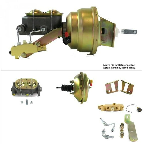 Helix Suspension Brakes & Steering 1958-1964 Chevy Bel Air Firewall Mount Power 9 in. Single Brake Booster Kit LS Disc & Drum