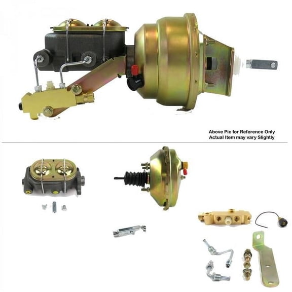 Helix Suspension Brakes & Steering 1968-1974 Chevy Nova Firewall Mount Power 9 in. Single Brake Booster Kit LS Disc & Drum