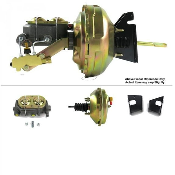 Helix Suspension Brakes & Steering 1973-1977 Chevy Chevelle Firewall Mount Power 9 in. Single Brake Booster Kit Disc & Drum