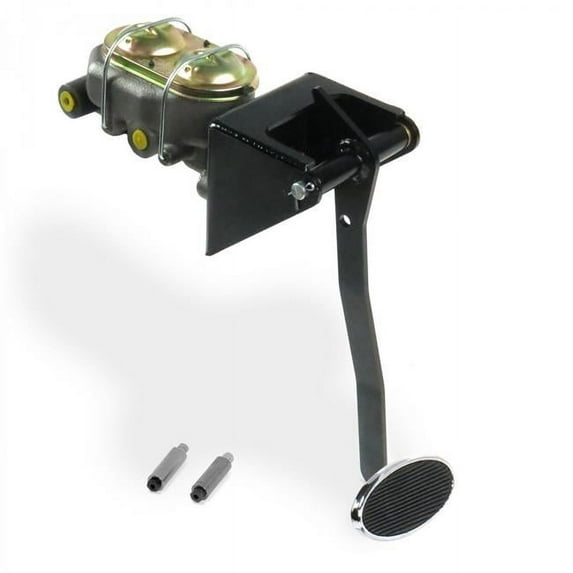 Helix Suspension Brakes & Steering 321349 Firewall Manual Adjustable Disc & Drum Brake Pedal Kit with Large Oval Chrome Pad for Universal