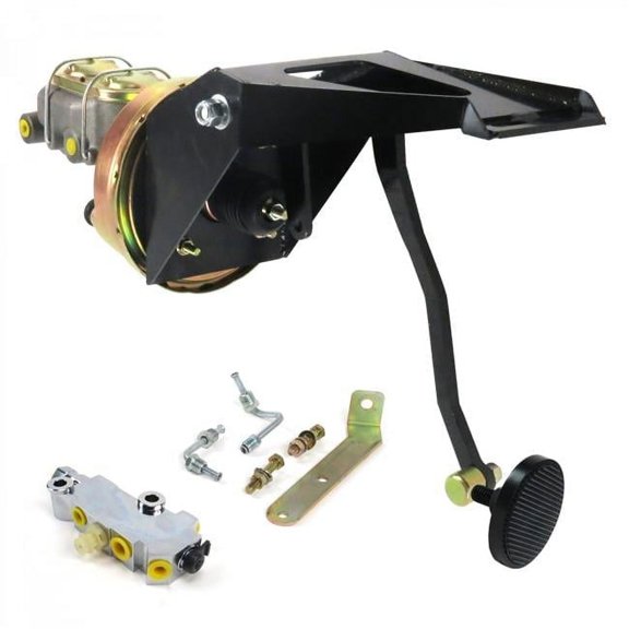 Helix Suspension Brakes & Steering 55-59 Chevy Truck Firewall 9 in. Single Brake Pedal Kit Disc & Disc Small Oval Black Pad