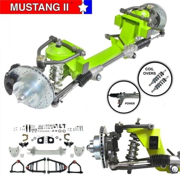 Helix Suspension Brakes & Steering IFS Coilover Shock 2 in. Drop 5 x 5 Power Left Hand Drive Rack for 1933-1936 Willys Car Mustang II