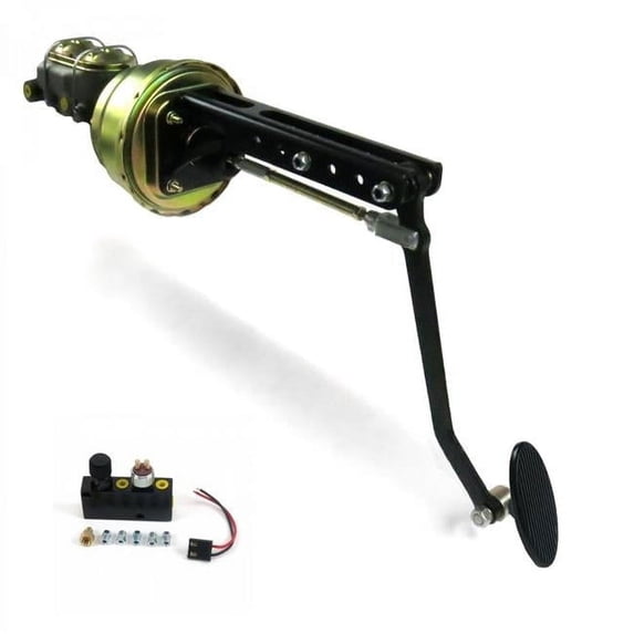 Helix Suspension Brakes & Steering Universal Adjustable Firewall 8 in. Dual Brake Pedal Kit Adjustable Disc & Drum Small Oval Black Pad