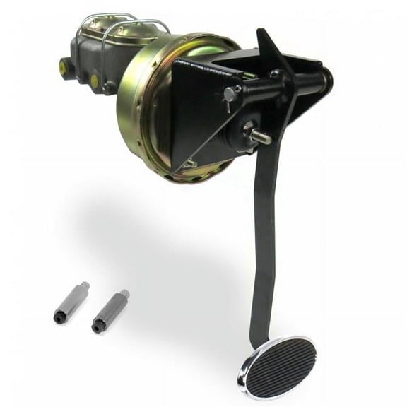 Helix Suspension Brakes & Steering Universal Firewall 9 in. Single Brake Pedal Kit Disc & Drum Large Oval Chrome Pad