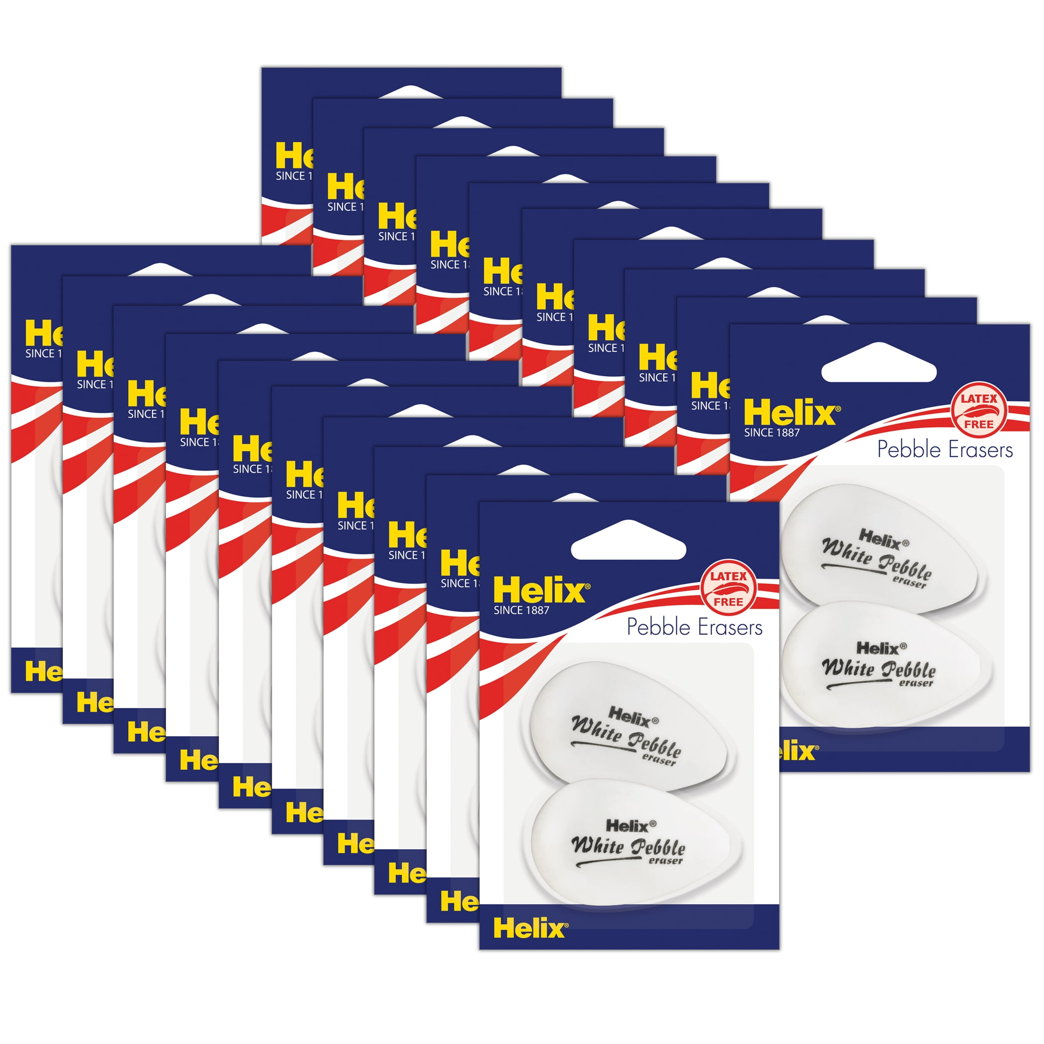 Helix White Pebble Eraser, White, 2 Per Pack, 20 Packs
