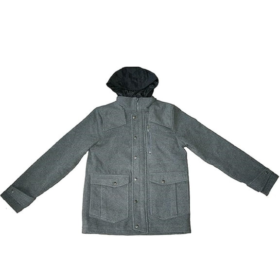 Helix Young Men's Hooded Charcoal Wool Jacket (Small)