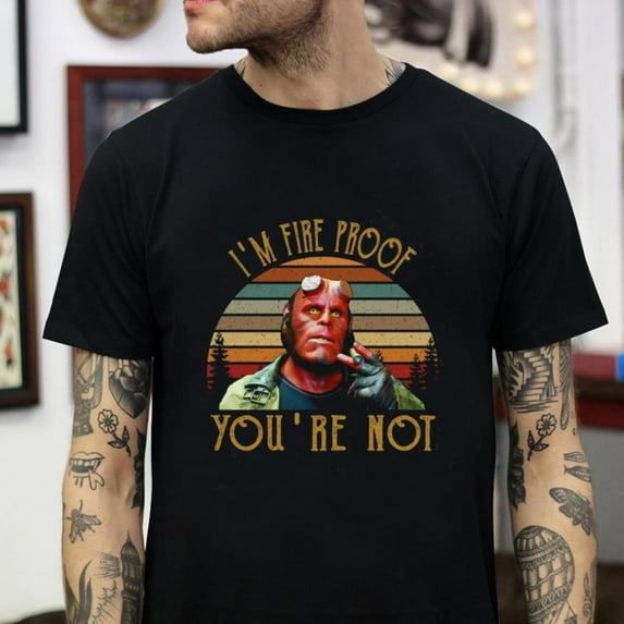 Hell Boy I’m fire proof you’re not vintage t-shirt
