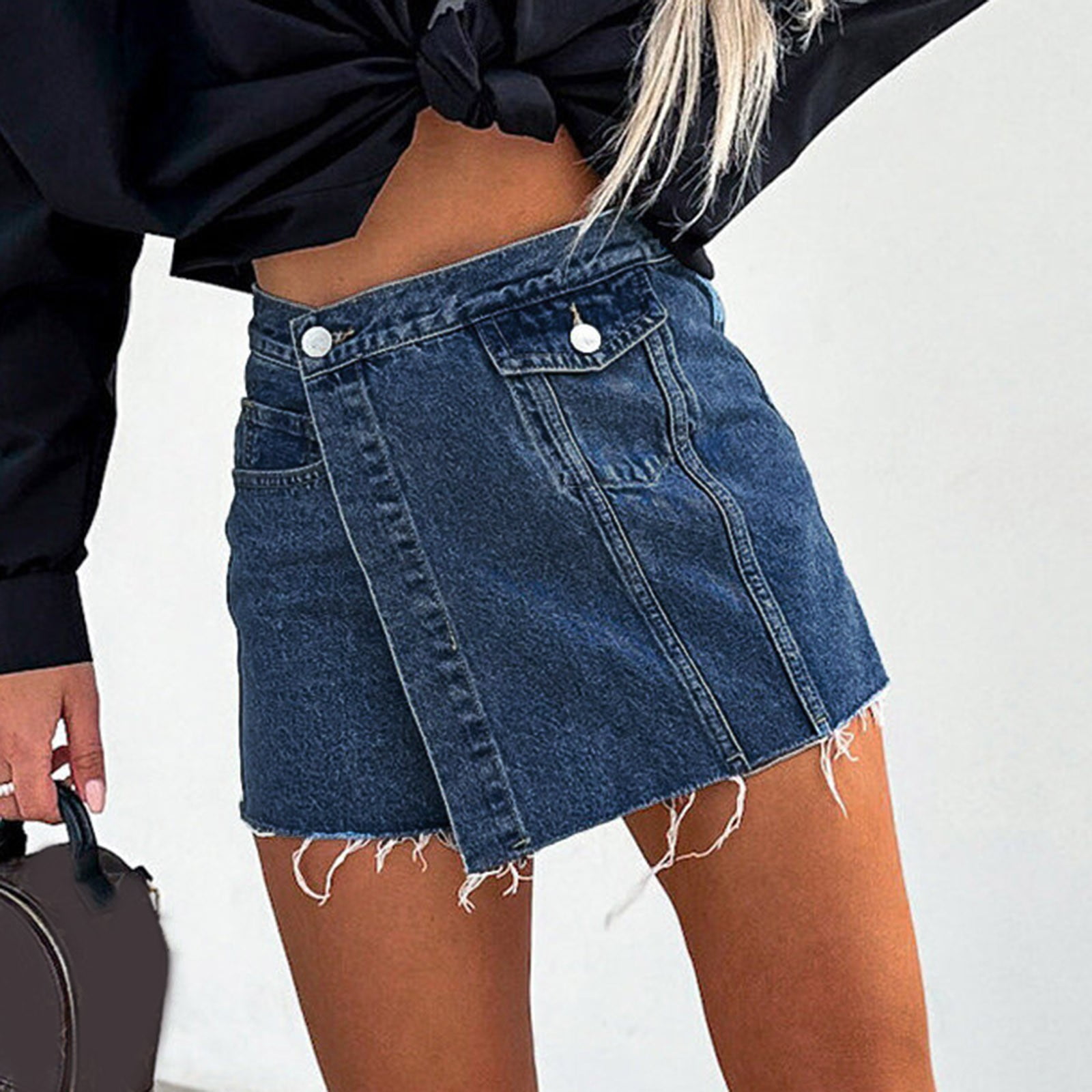 Hell Bunny Mini Skirt Midi Lace Skirt Women s Fresh And Sweet Split Fashion Casual Solid Denim Wrap Dress Walmart