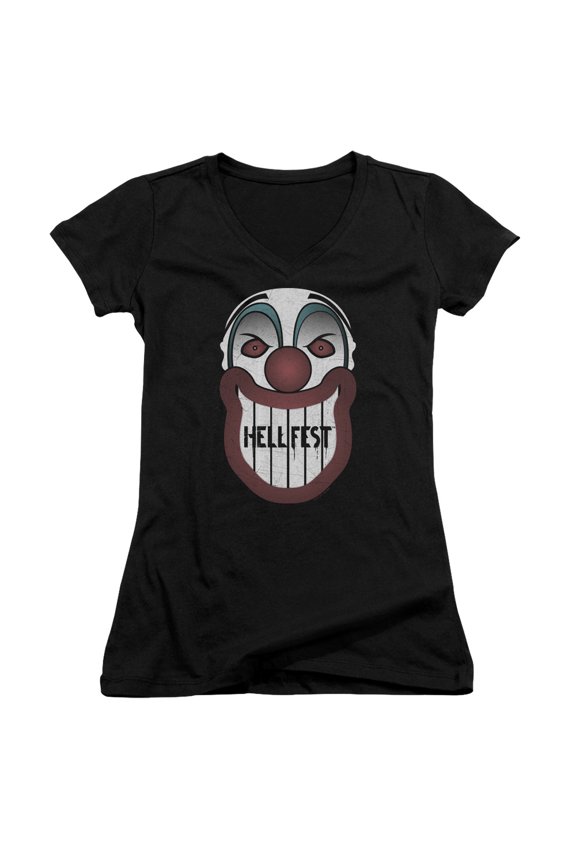Hell Fest Facade Junior Women's V-Neck T-Shirt Black