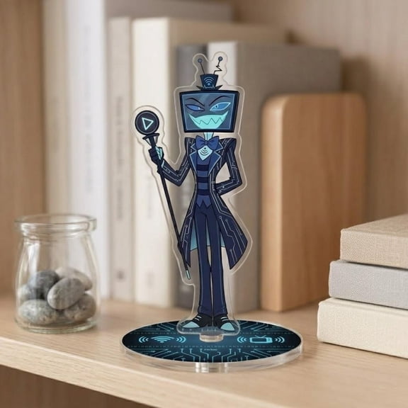 Hell Hotel Animated TV Demon Character Acrylic Satndee 15cm (6in), TV Head Demon Figure with Circuit Board Base & Staff Fan Gift