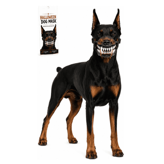 Hell Hound Monster Muzzle Scary Natural Latex Dog Costume for Halloween Party Cosplay Dogs Beast Terror Pet Lifelike Teeth Mask Photo Shoots Trick or Treat with Adjustable Straps, Black #B, XL