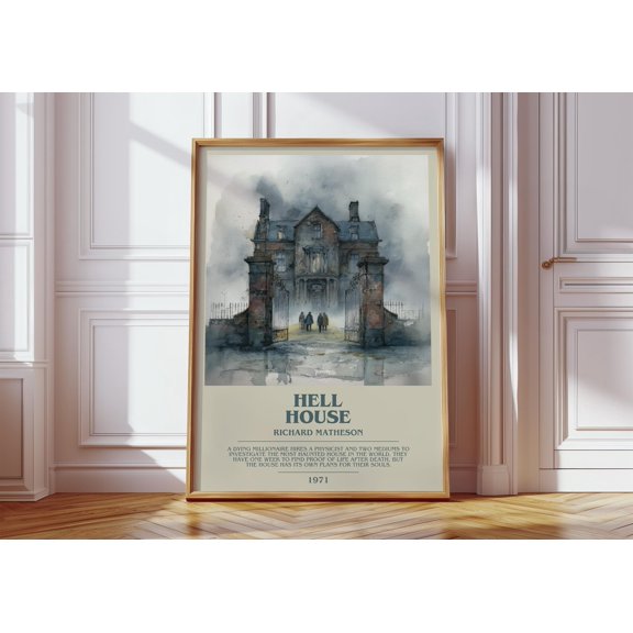 Hell House by Richard Matheson Modern Book Print Poster, Horror Literary Art, Reader Gift, Bookshelf Decor UNFRAMED