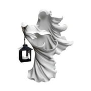 Hell Messenger with Lantern Outdoor Witch Ghoul Lamp The Ghost Looking for Light Statue Halloween Resin Witch Garden Light for Home Yard Patio Lawn Decoration Halloween Best Gifts (battery)