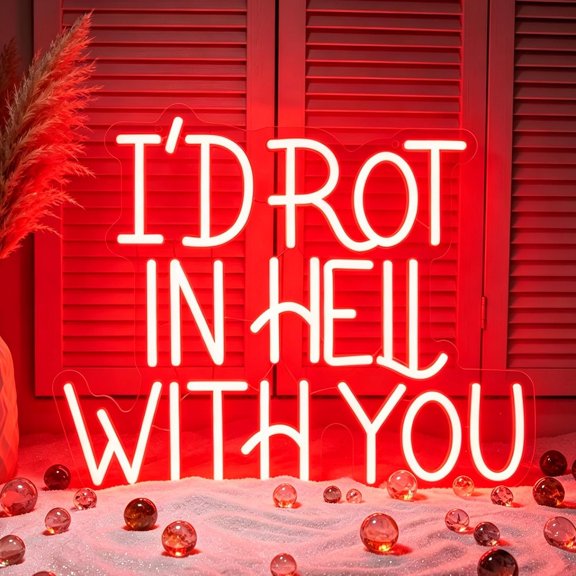 Hell Neon Sign for Wall Decor Led Neon Lights Signs | I'd Rot In Hell with You Neon Sign,Room Decor,,Wall Decor,Party,Dormroom Decoration,,USB