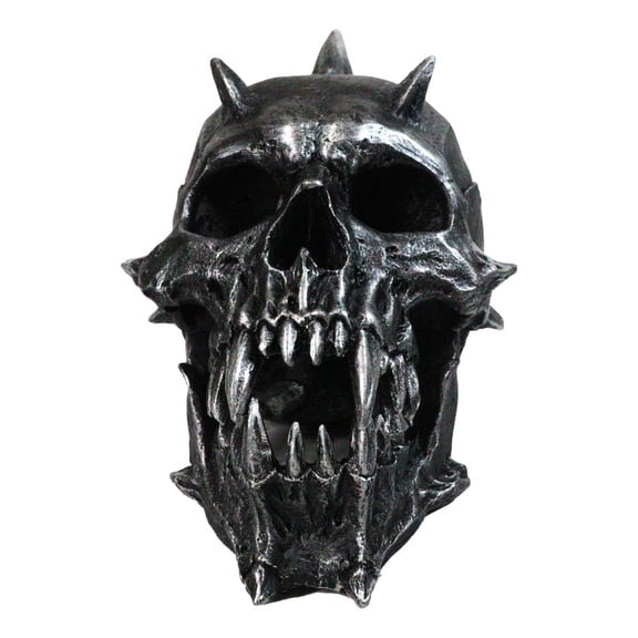 Hell Spawn Silver Spiked Horns Demon Pit Lord Crownbreaker Skull Figurine 8.5"L