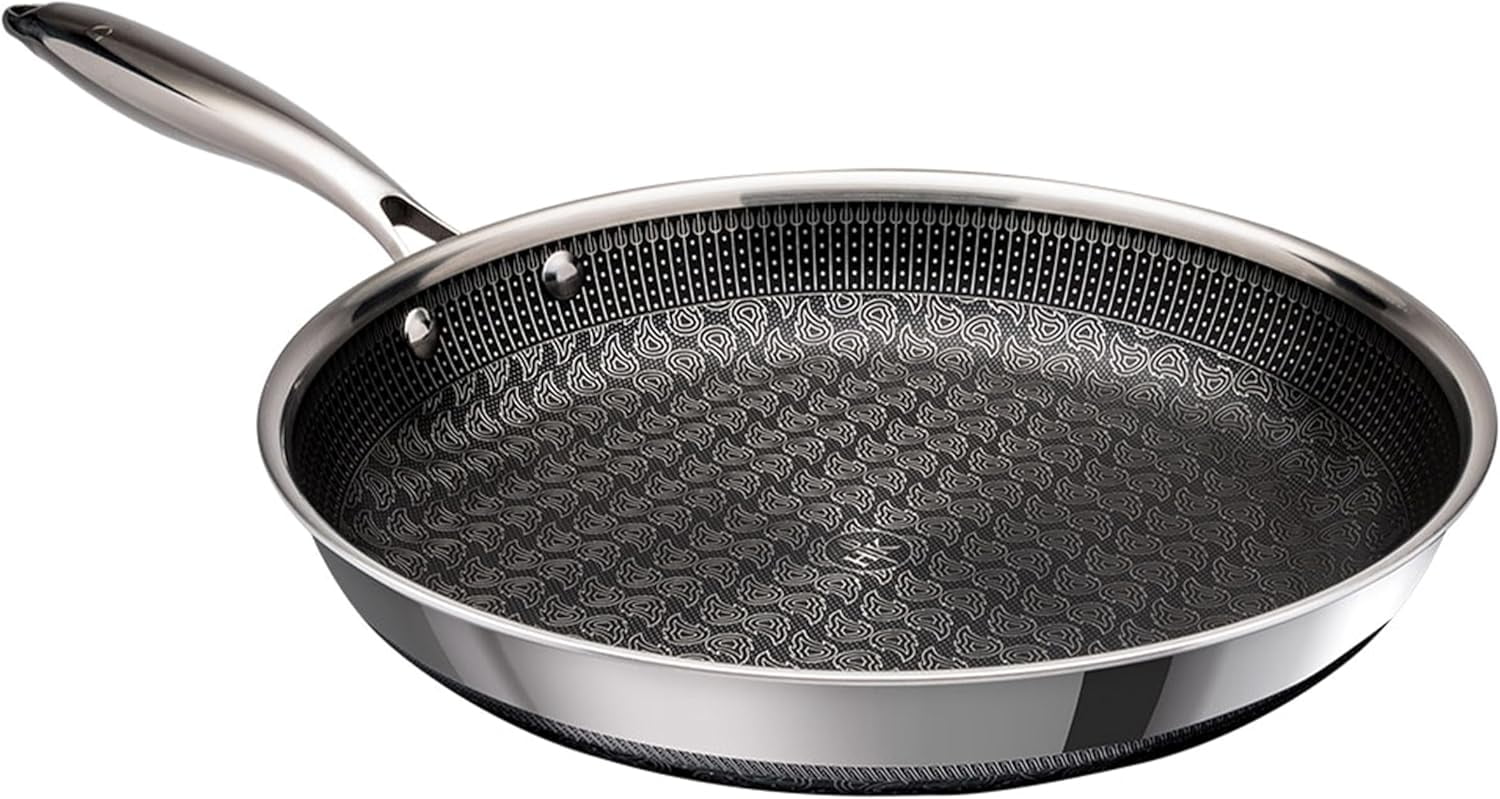 11" Stainless Steel Nonstick Ceramic Fry Pan with Laser-Etched Design