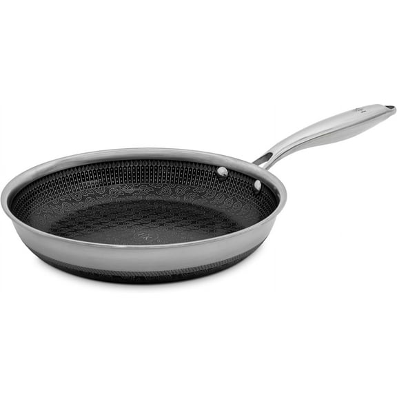Hell's Kitchen PFAS-FREE Ceramic Hybrid 9.5" Fry Pan, Nonstick, Scratch-Resistant, Ergonomic Handle, Dishwasher Safe, Multi-Cooktop, and Oven-Safe