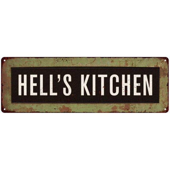 Hell's Kitchen Trollery Bus Roll Vintage Metal Sign Size: 4 x 16 Inch