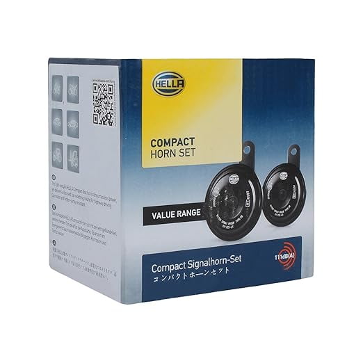 Hella 011225801 3am Compact Horn Set (12v,350/420 Hz,105-118 Db @ 2m) | Passenger Car | Black