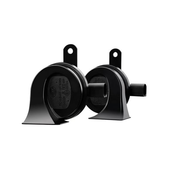 HELLA 011225841 Trumpet Horn TE26 Set  12V, 110dB(A), 400/500Hz Low & High Tone, 2-Pack
