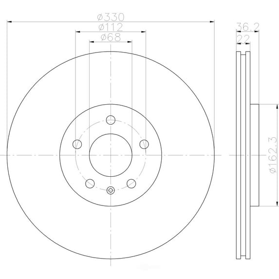 Hella 355123142 Disc Brake Rotor Fits select: 2018-2020 AUDI Q5 PREMIUM PLUS, 2016-2017 AUDI Q5 PREMIUM PLUS S-LINE