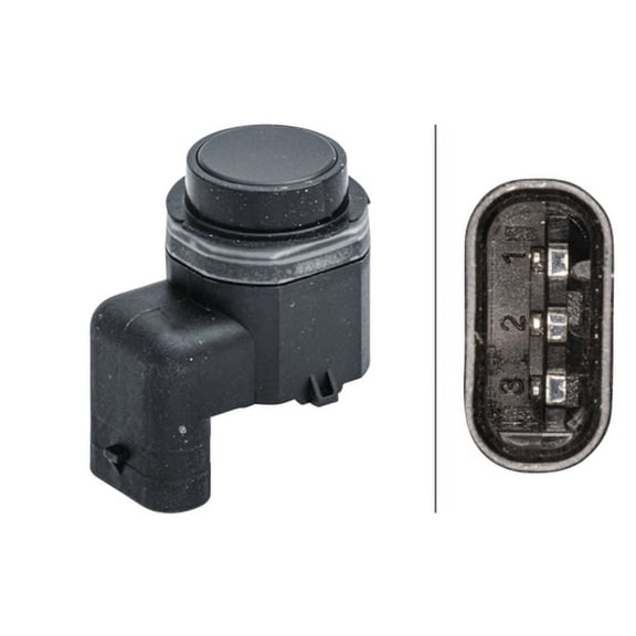 Hella 358141621 Sensor, Parking Assist Angled 3 Pin Connector Plugged