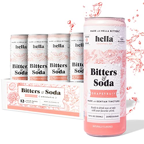Hella Cocktail Co. Grapefruit Bitters & Soda 12oz Cans, 12 Pack I Ready to Drink, Sugar Free