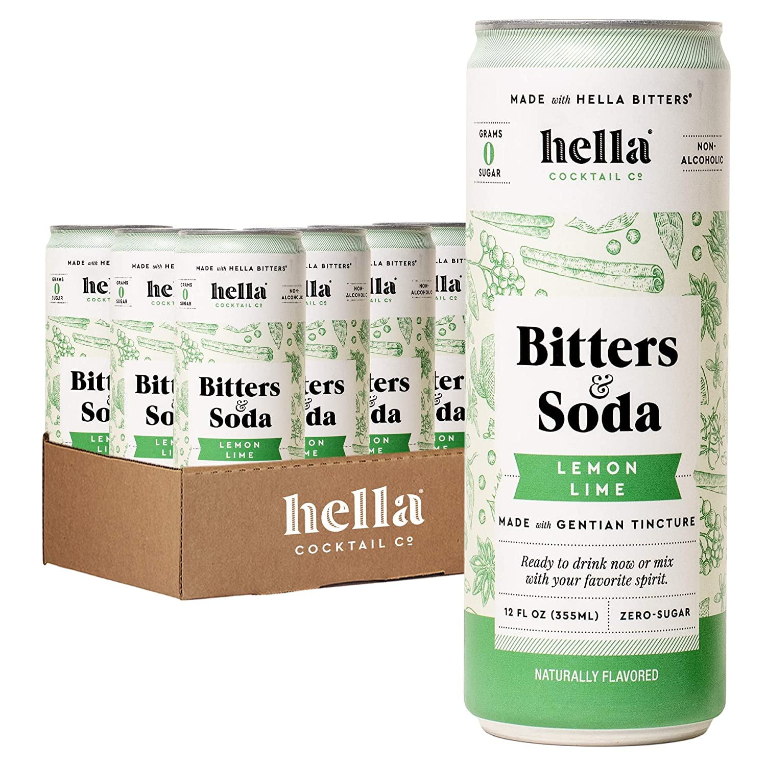 Hella Cocktail Co. Lemon Lime Bitters & Soda 12oz Cans (Case of 12) Ready to Drink or Use as