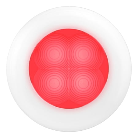 HELLA 980507241 '0507 Series' Slim Line Red 12V DC Round Soft LED Courtesy Light with White Plastic Rim