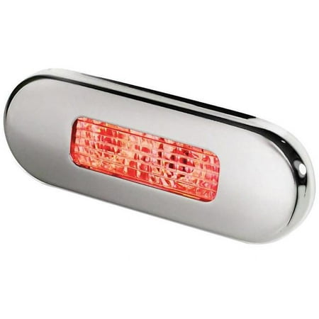 Hella Marine 980869501 Stainless Steel Bezel Surface Mount Oblong LED Courtesy Lamp, Red