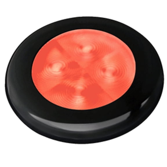 7" Slim Line LED 'Enhanced Brightness' Round Courtesy Lamp Red LED Black Plastic Bezel 12V