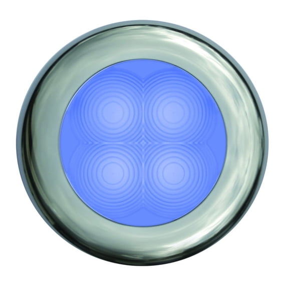 Hella Marine Slim Line LED Enhanced Brightness Round Courtesy Lamp - Blue LED - Stainless Steel Bezel - 12V