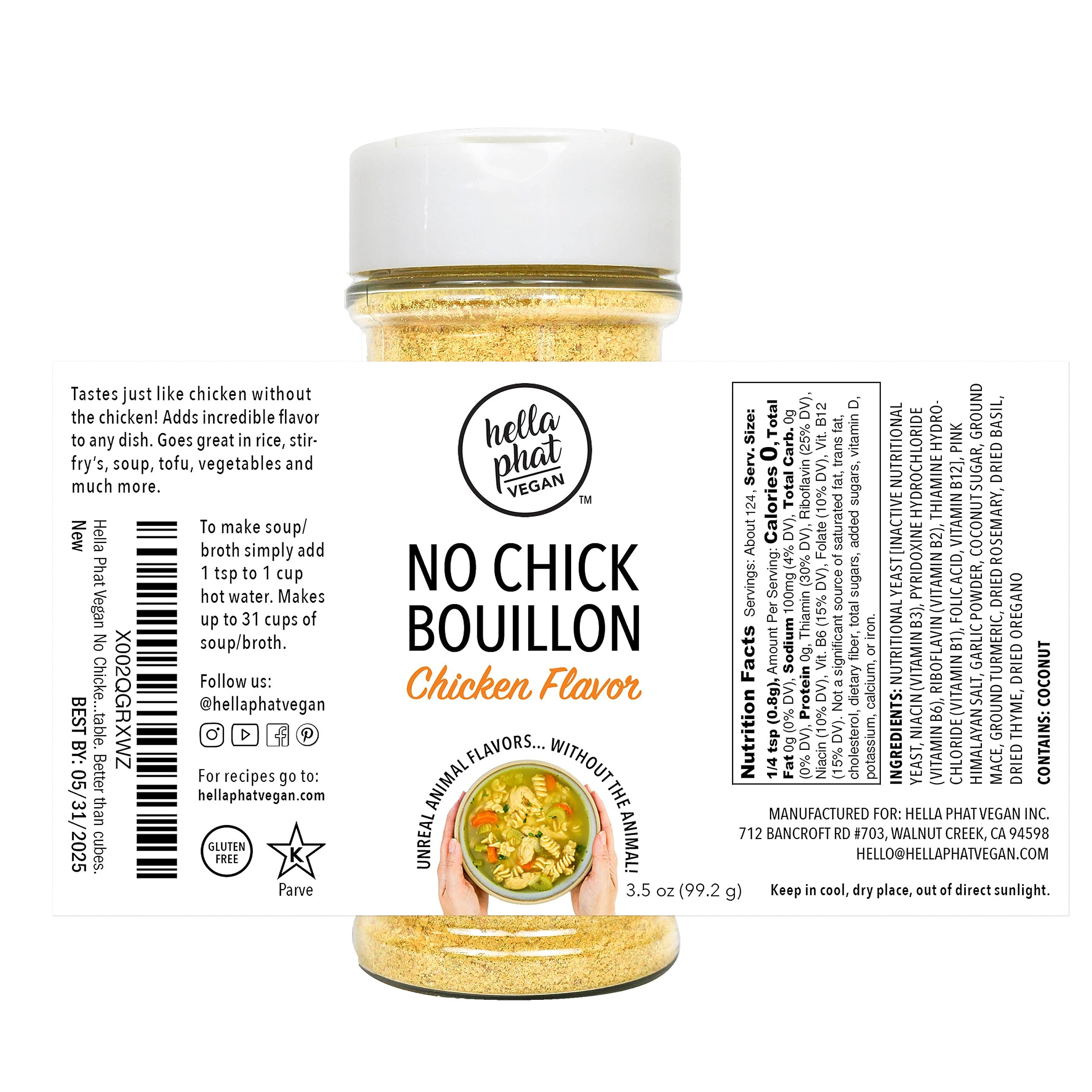 Hella Phat Vegan No RE32Chicken Bouillon Powder Gluten Free Low Sodium